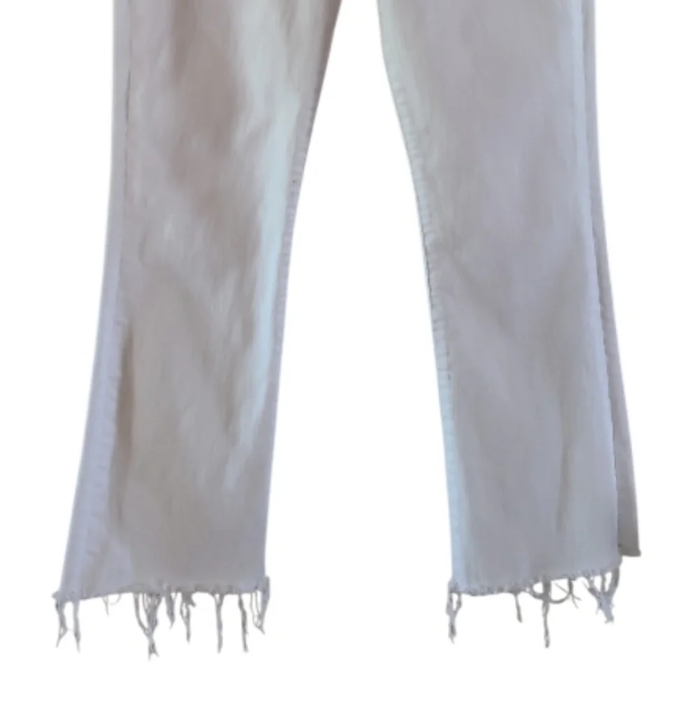 MOTHER The Hustler Ankle Fray Hem Jeans White Straight Flare - Picture 7 of 15